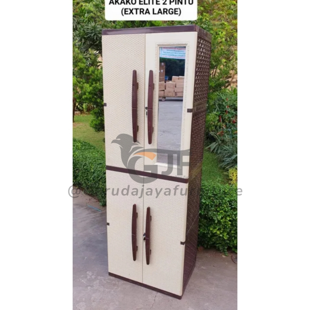 LEMARI PLASTIK 2 PINTU/LEMARI PLASTIK UKURAN BESAR/LEMARI PLASTIK DENGAN CERMIN DAN GANTUNGAN/LEMARI