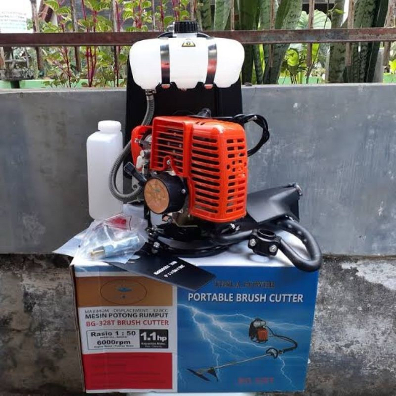 PROMO TESLA Mesin Potong Rumput Gendong 2 Tak TG328 Brush Cutter Alat Potong Rumput Bensin Campur