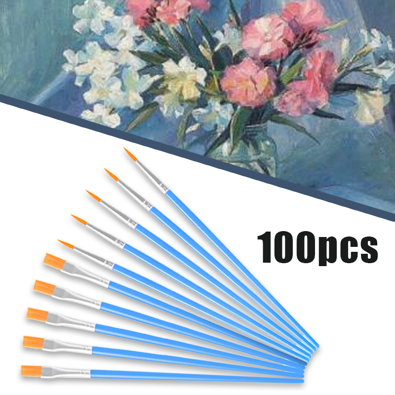 

100PCS Set Kuas Lukis Paintbrush Brushes Kuas Cat Minyak Kuas Nilon Cat Air