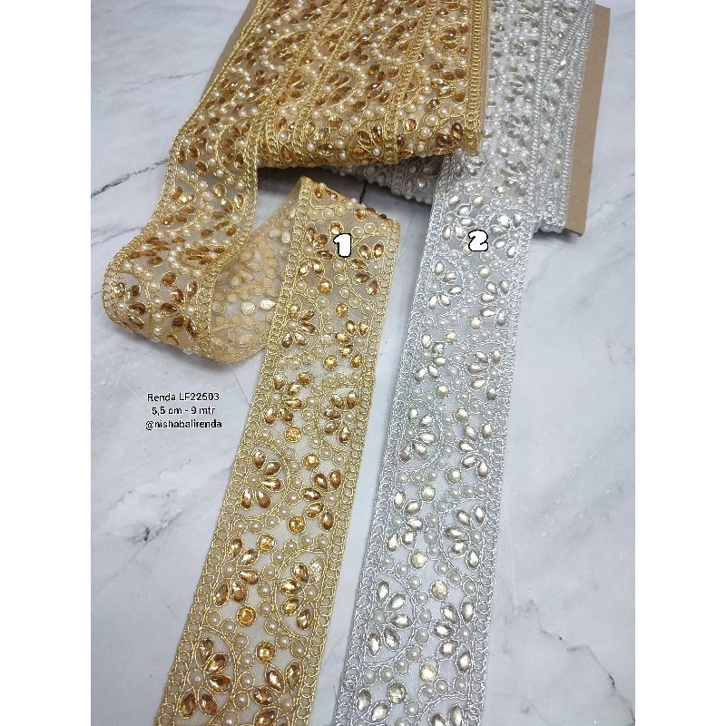 DIJUAL PER METER - Renda Permata India SAL 22503 – Lbr 5,5 cm - Renda Mewah Kebaya & Baju Adat