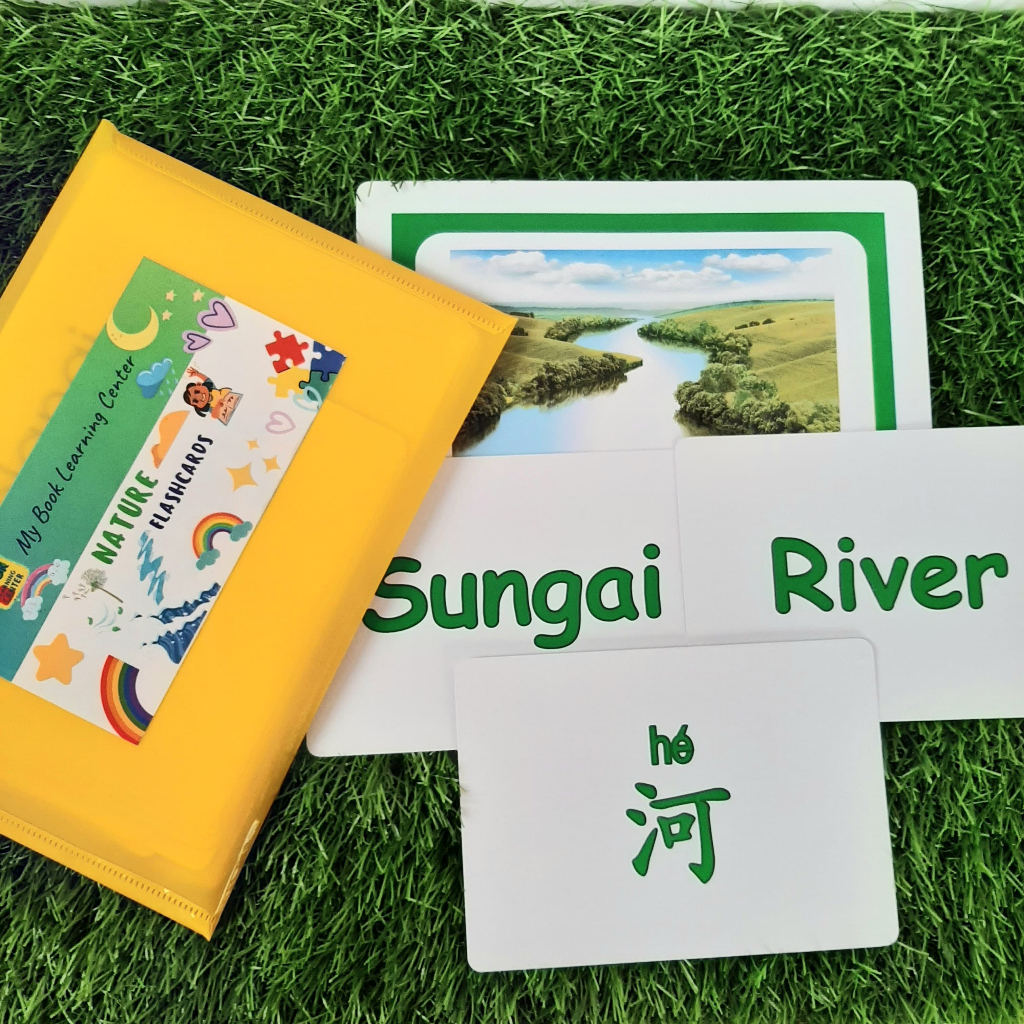 Kartu Mainan Edukasi Anak // Flashcards SIZE JUMBO Tema Alam // Nature 3 Bahasa untuk anak umur 1-6 