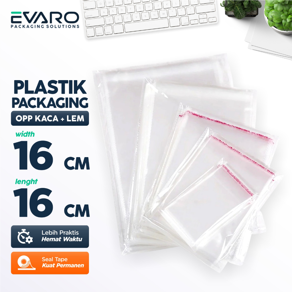 

EVARO - OPP LEM PLASTIK KACA 100 Lembar 1 pack Ukuran 16 x 16 CM