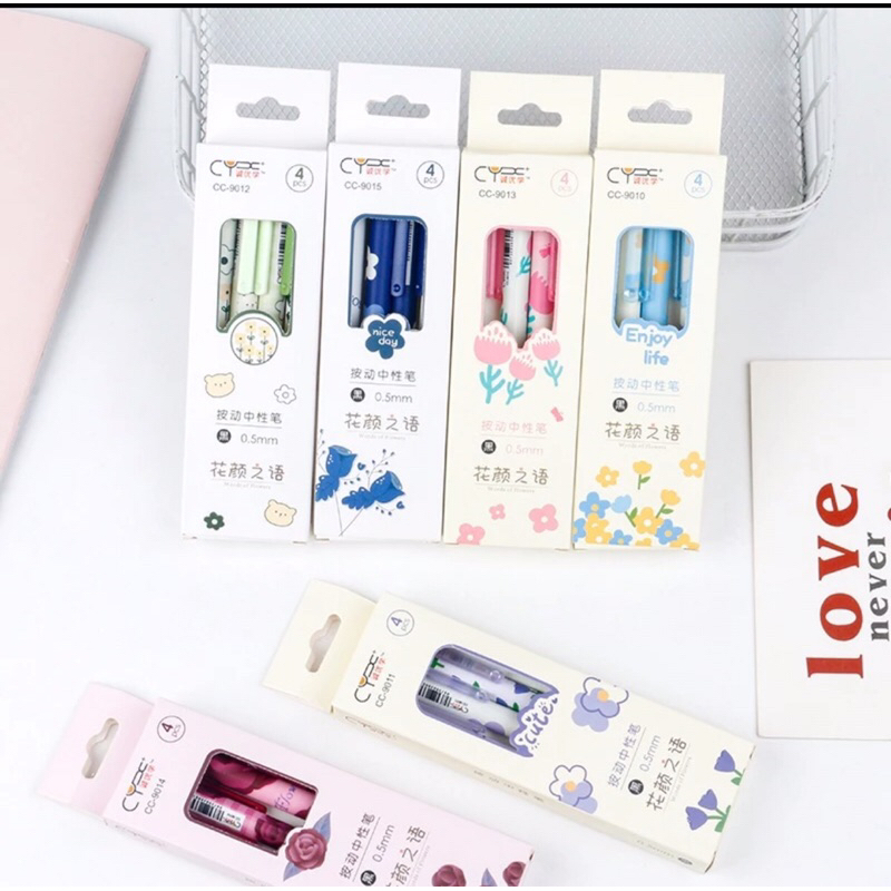 

PULPEN GAMBAR BUNGA AESTHETIC 1 SET/ ISI 4 PCS
