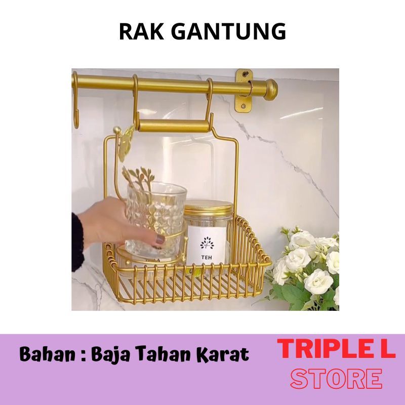 Rak Gantung Rak Bumbu Dapur  Gantungan Dapur  Mewah Gold / Hitam
