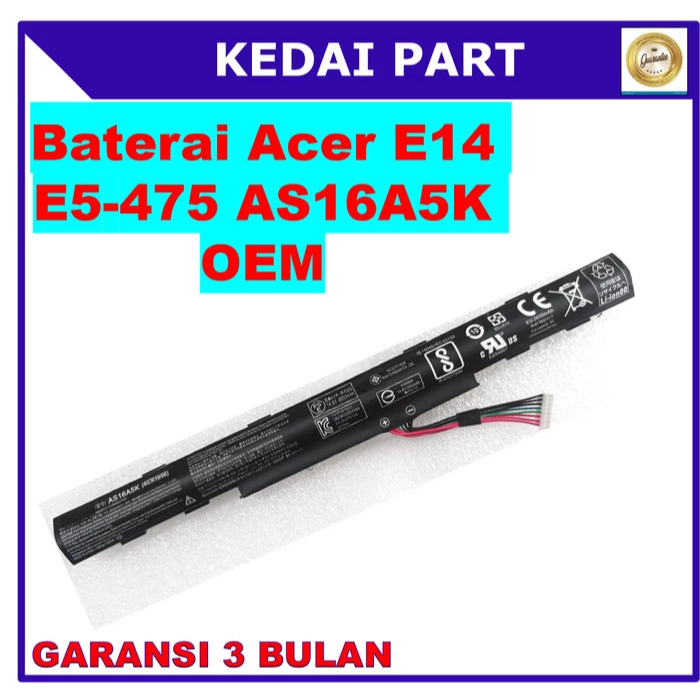 Baterai Laptop Acer Aspire E-5 475 ES 14 ES1-432 ES1 432 E5-475G AS16A5K OEM