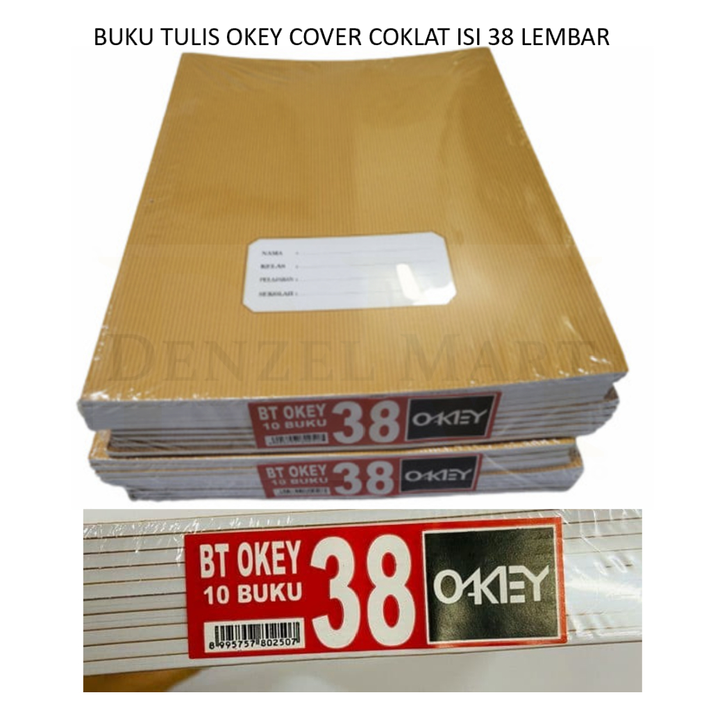 

Buku tulis OKEY isi 38 lembar 1 pak 10 buku pendek sampul cokelat
