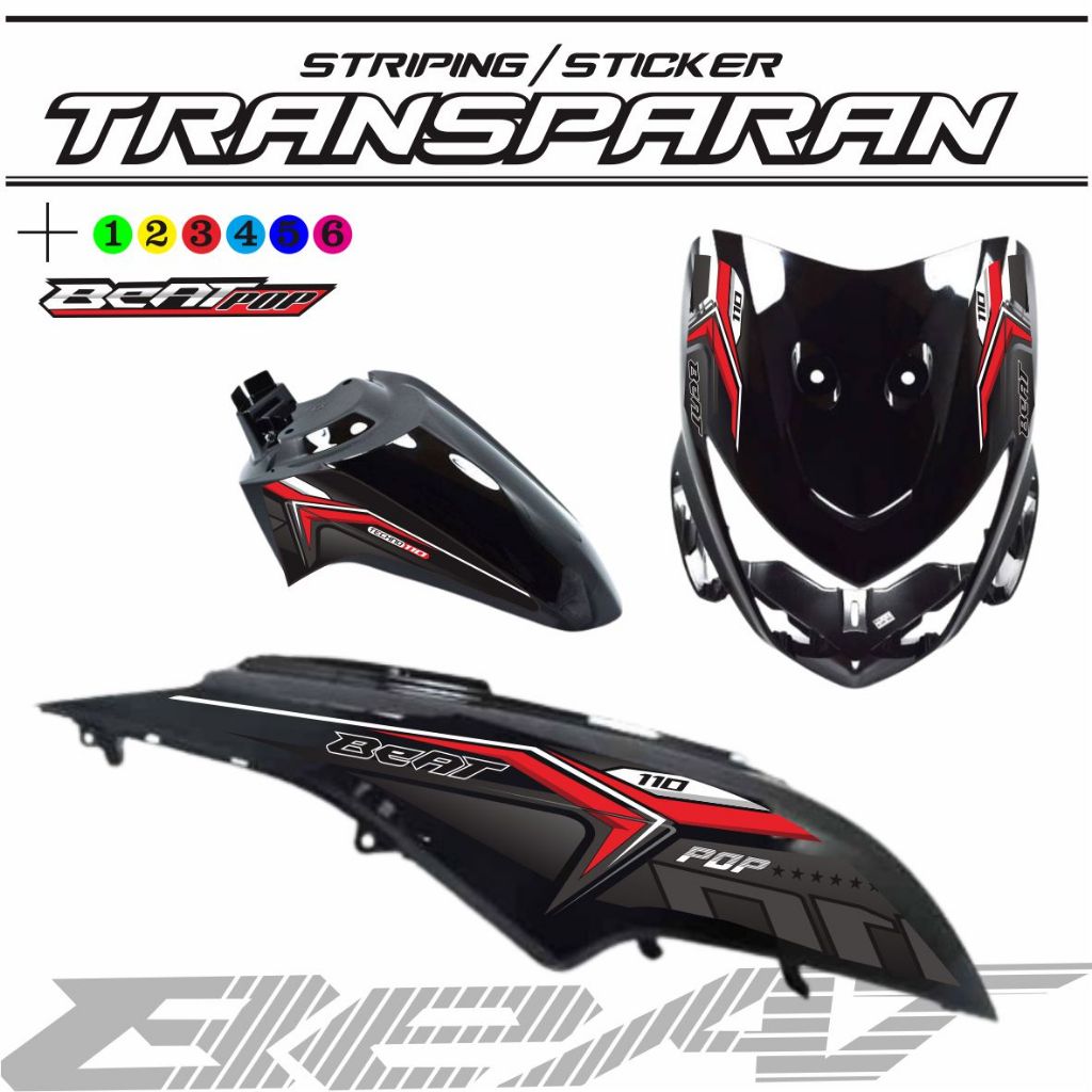 STIKER  BEAT POP TRANSFARAN MOTOR BEAT POP STIKER TRANSPARAN STRIPING VARIASI