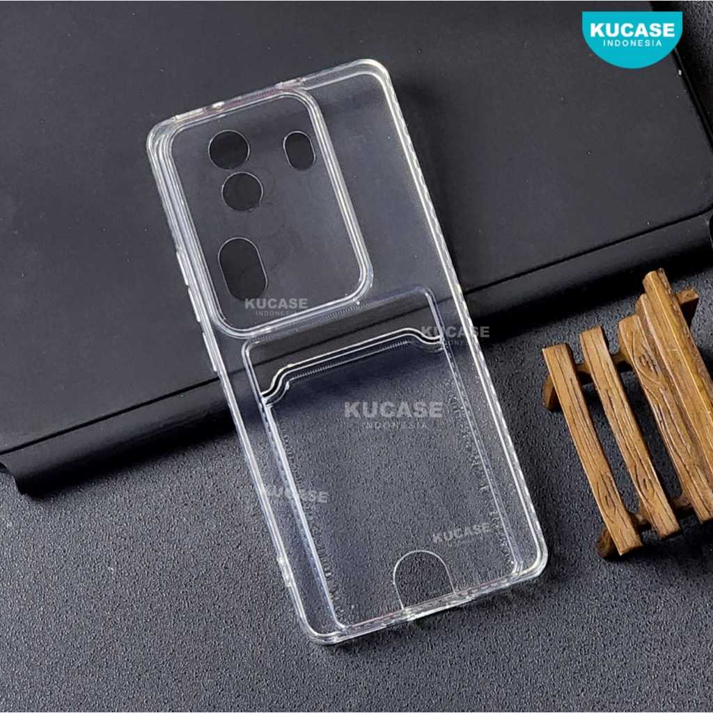 Oppo Reno 11 Pro 5G Oppo Reno 11f case Bening Card Slot Foto / Kartu Casing Wallet TPU Clear Oppo Re