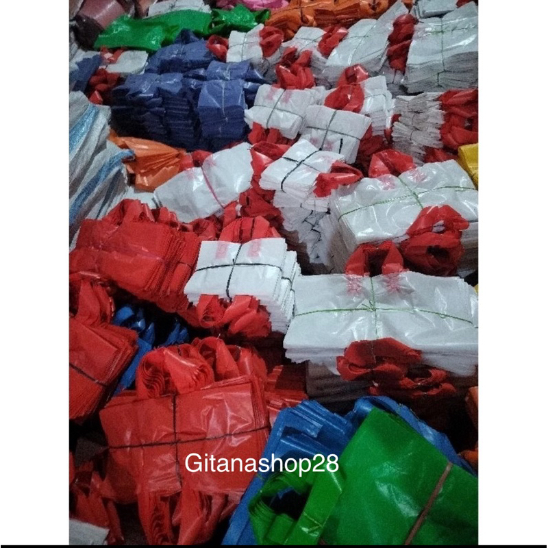 

*35x38* Tas Plastik / shoft handle warna dan putih uk 35x38 tebal 0,45 @25pcs