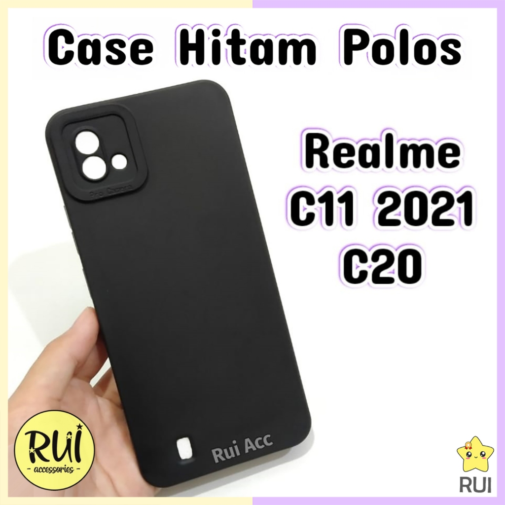 Case Hitam Realme C11 2021 Softcase Polos Lentur Silikon HP Black Matte Rui Acc