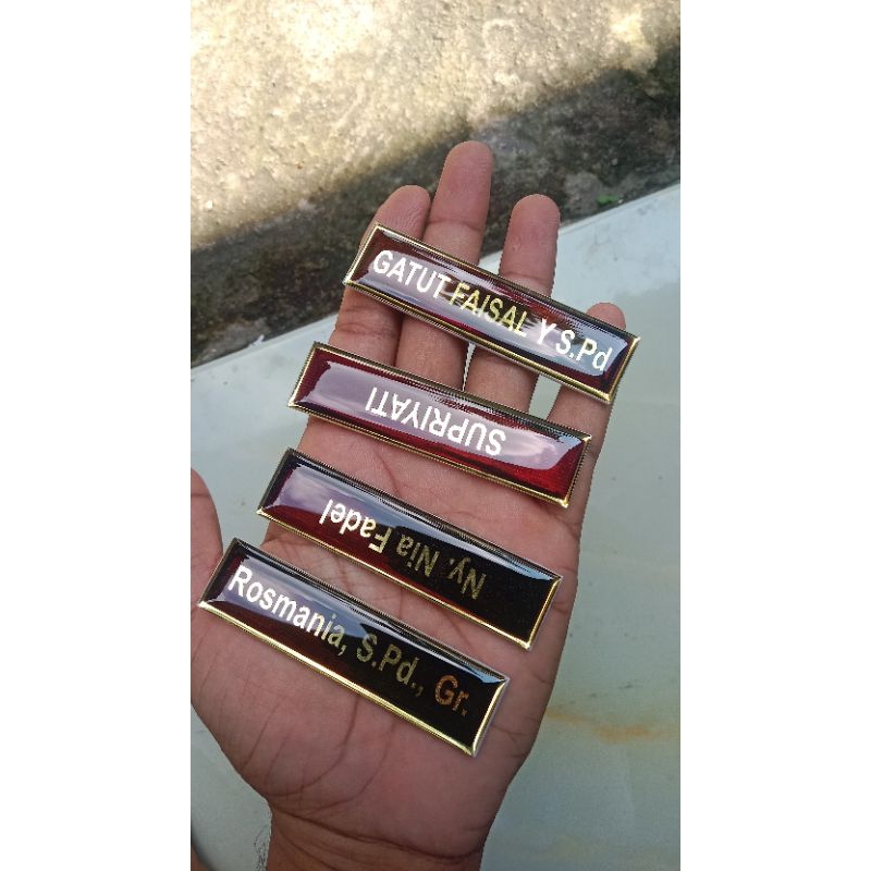 Nama Dada Premium Lapis Resin (GOLD ASLI)/Name Tag/Nametag/Papan Nama Dada/Name Tag Resin