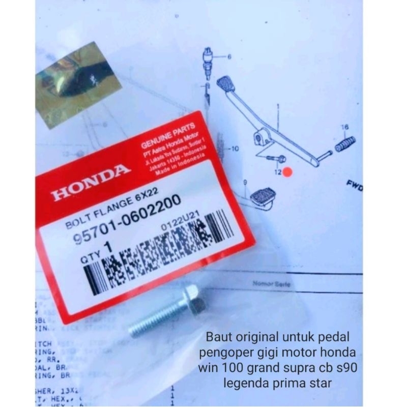 BAUT ORIGINAL UNTUK PEDAL PERSENELING PIJAKAN KAKI PENGOPER GIGI MOTOR HONDA WIN 100 GRAND SUPRA CB 