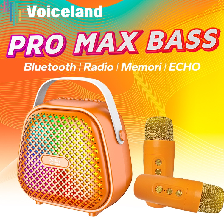 Deals PRO MAX BASSSpeaker Bluetooth Karaoke Besar Super Bass 2 Mic Wireless Mini Portable Hadiah Mai