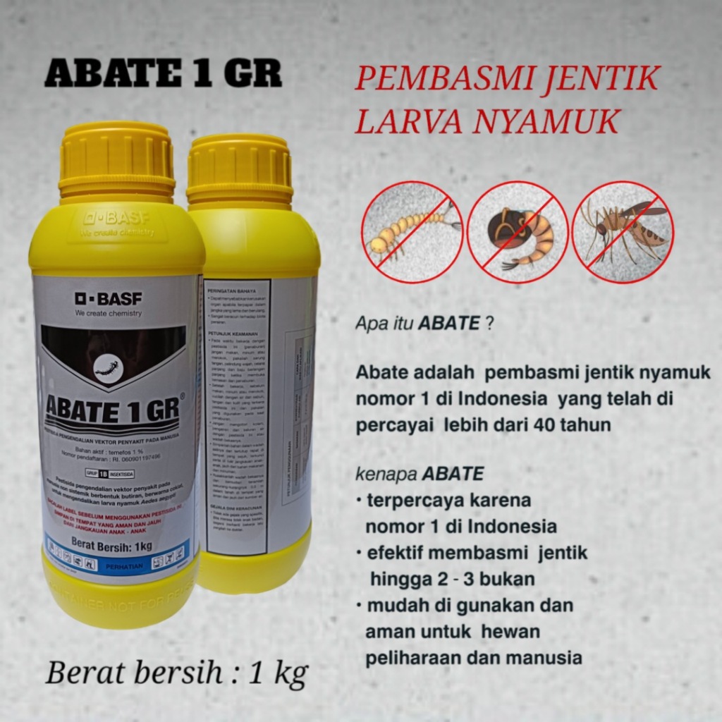 Abate 1 Gr Botol 1 Kg Pembasmi Jentik,Larva,Nyamuk Anti Nyamuk Ampuh Sehingga Mampu Membunuh Jentik,