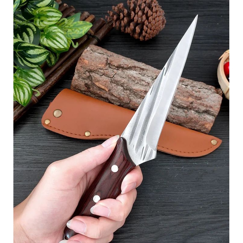 Pisau Dapur Jepang Asli Pemotong Daging Tulang Boning Knife 4CR13 with Holster-Pisau Jepang untuk me