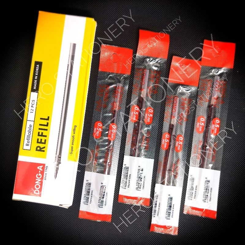 

Refill pen gel dong-a 0.5 mm tinta merah . 12 unit