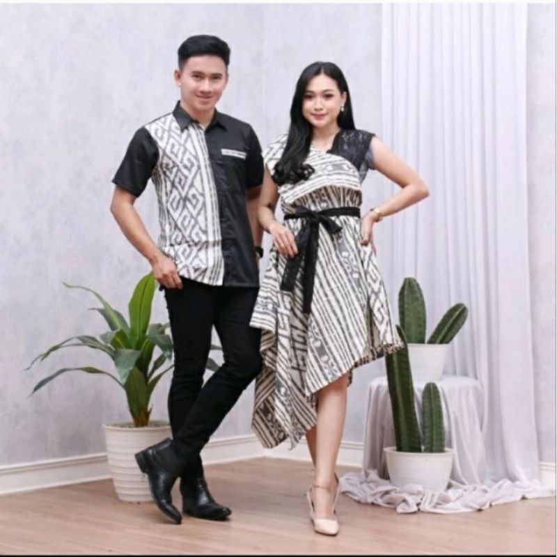 Couple Dress Siera Putih - Couple Baju Tenun Toraja Putih - Couple Baju Kondangan- Couple Baju Tenun