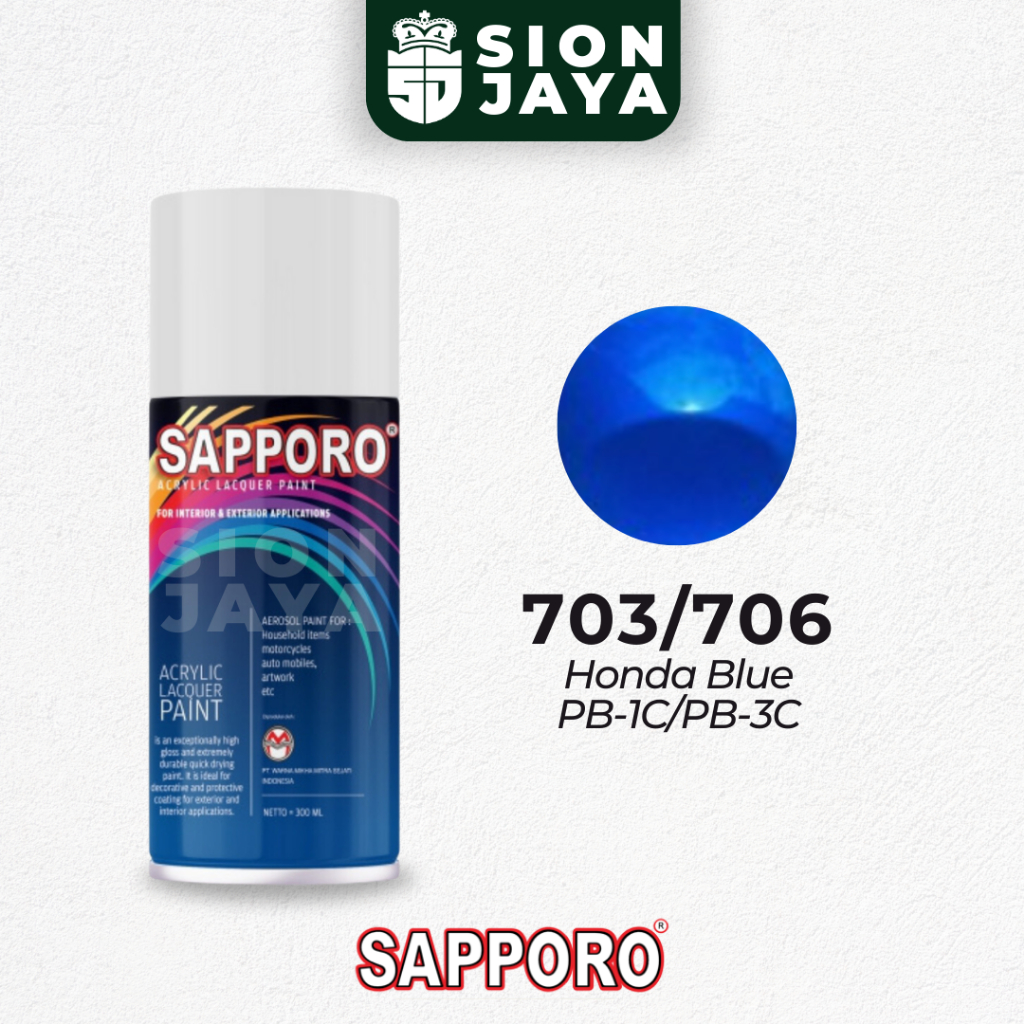 Pilox / Pylox / Cat Semprot Sapporo 300ml Biru Blue Candy Colours 703/706 Honda Blue PB-1C/PB-3C