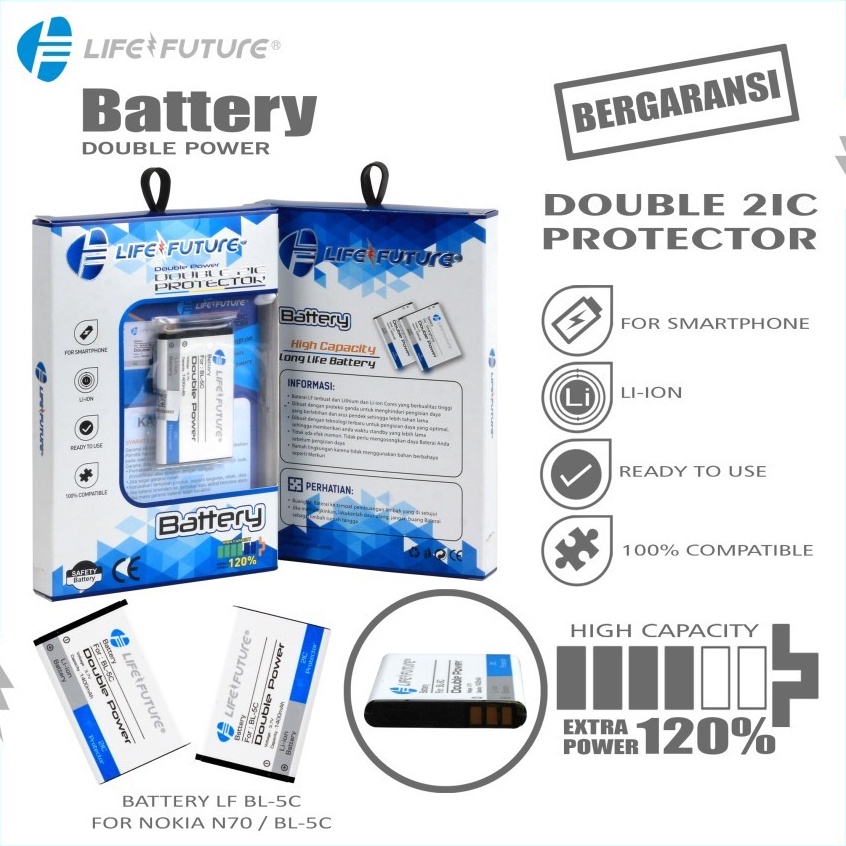 Lebih hemat BATERAI BATRE NOKIA BL5C LF DOBEL POWER LIFE FUTURE NOKIA N7 15
