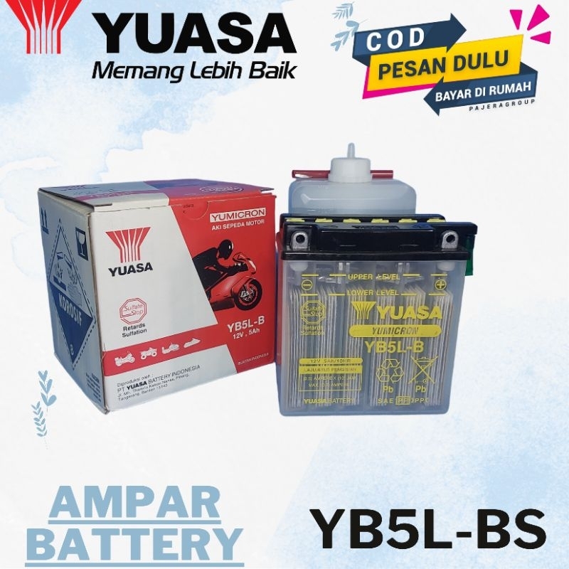 Aki Motor Supra Fit X Astrea Grand Legenda Supra X Lama 100cc YUASA YB5L-BS KIT ACCU BASAH
