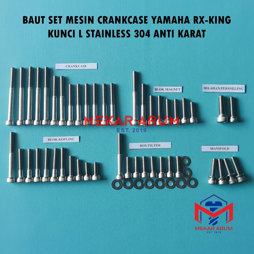Baut Set Mesin Crankcase RX KING RX king Kunci L Stainless asli