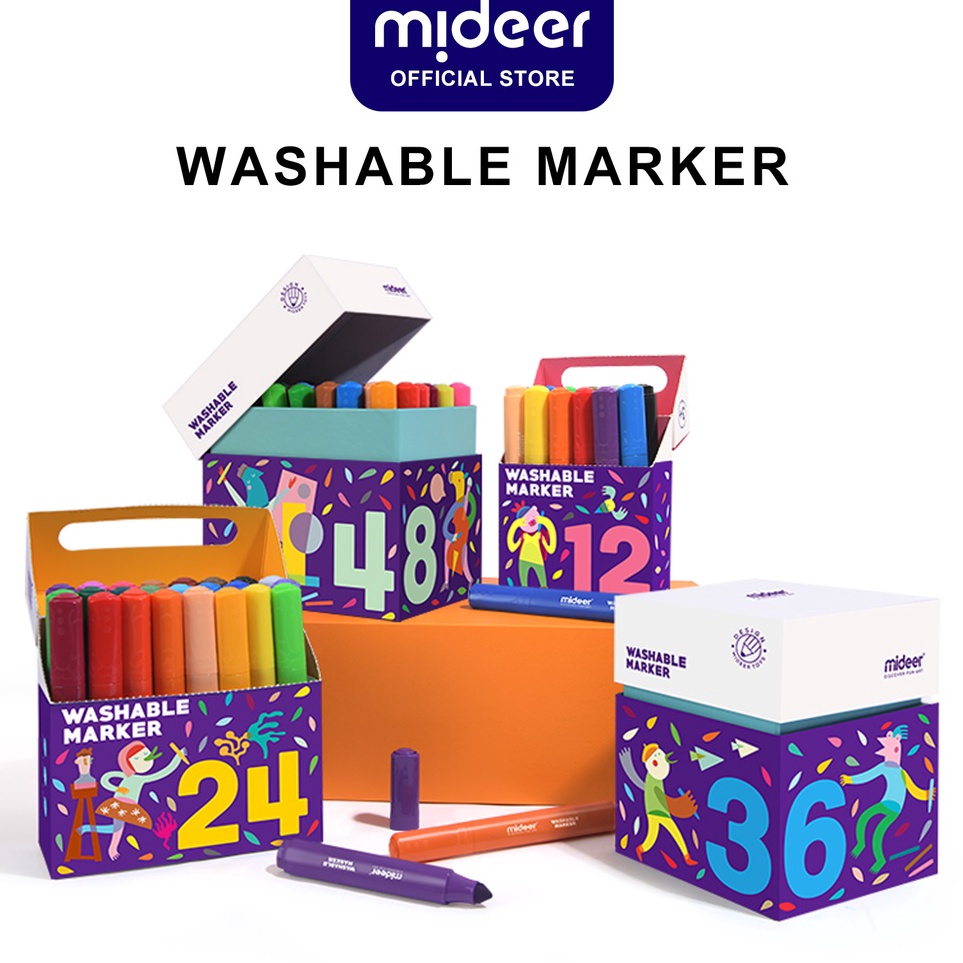

KODE P9T4 Mideer Washable Marker isi 12 Mainan Edukasi Anak MD469