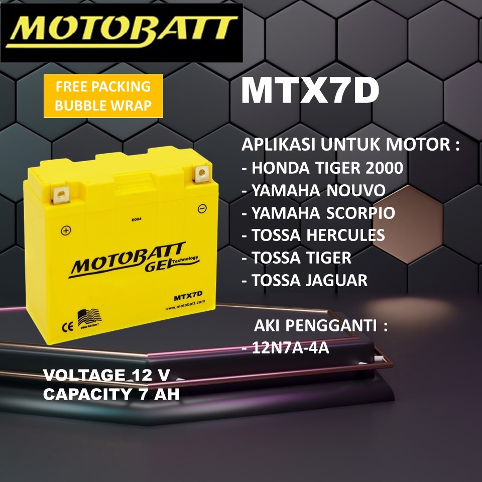 Motobatt MTX7D Accu Aki Motor Tiger Nouvo Scorpio Tossa
