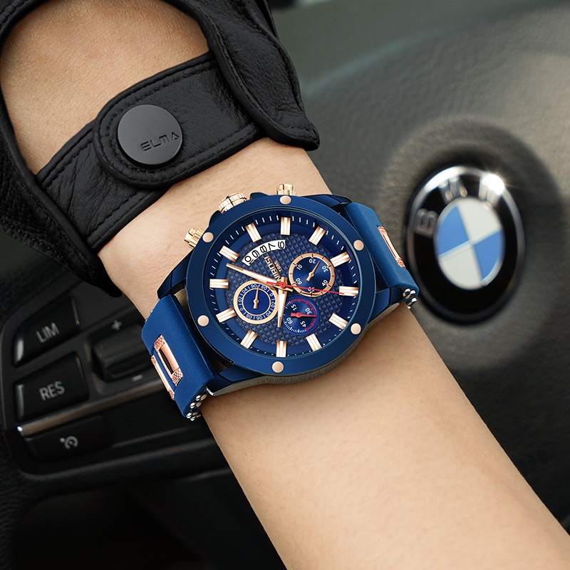 Jam Tangan Pria Original Watch Anti Tahan Air Stainless Analog Tanggal Chronograph Nibosi 2333 Medan