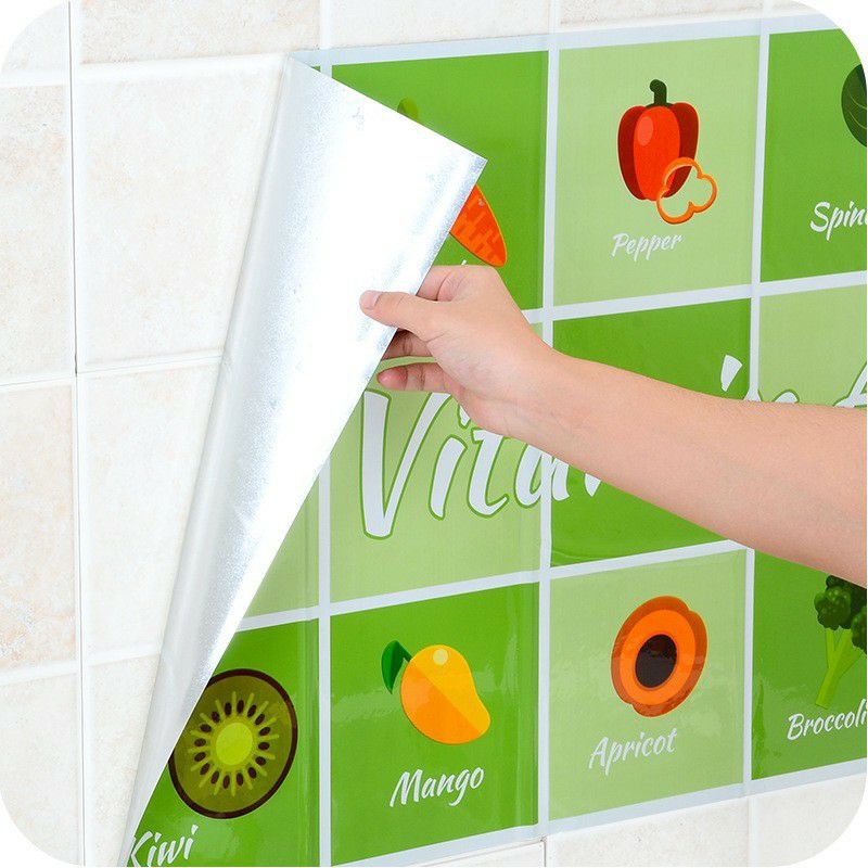 Stiker Dinding Dapur Anti Minyak / Api Wallpaper Sticker Alumunium Foil Dekorasi Dapur