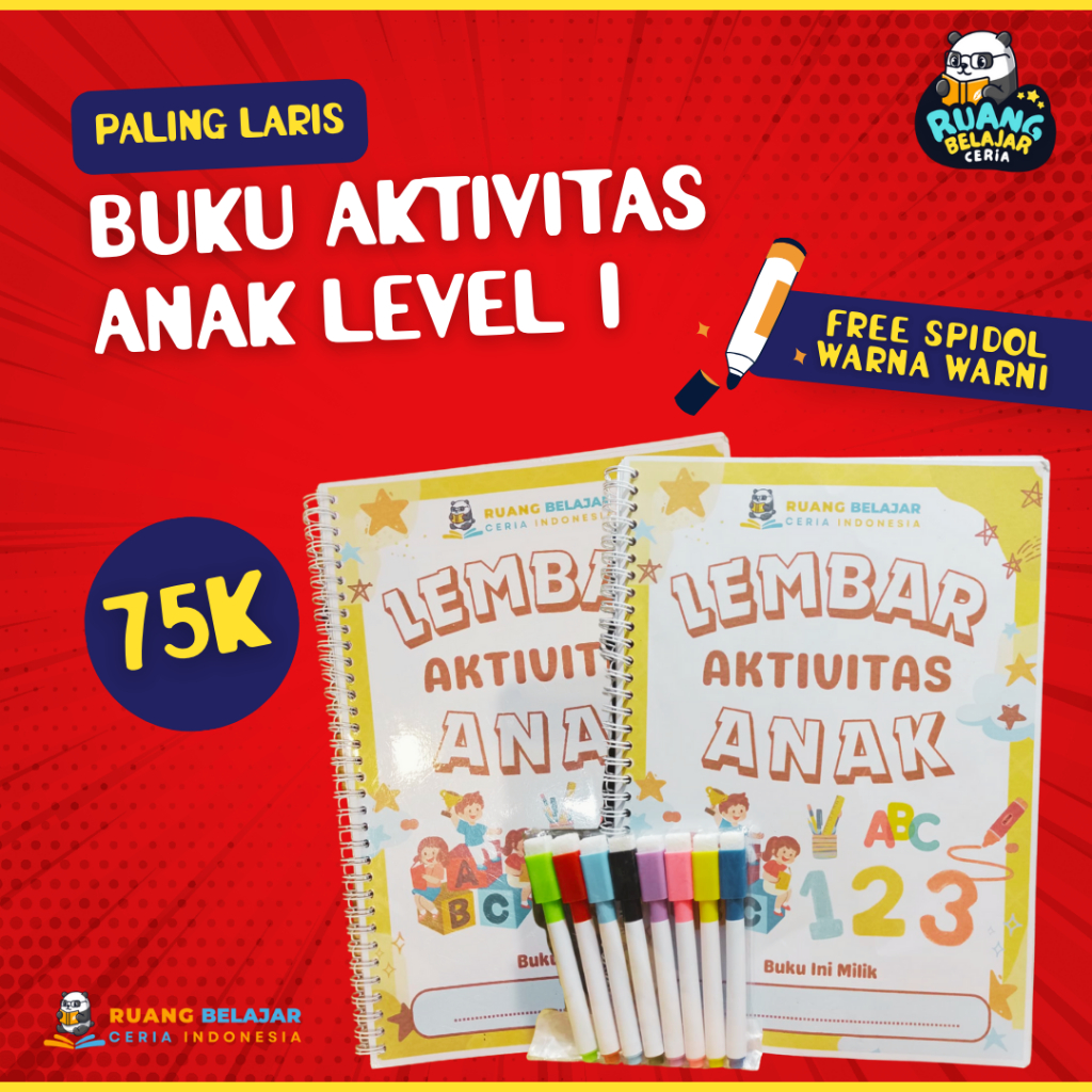

Buku Aktivitas Anak Level 1 Usia 2 3 4 5 Tahun | Buku Edukasi Anak Bisa Dihapus Free Spidol Warna Warni Wipe And Clean Activity