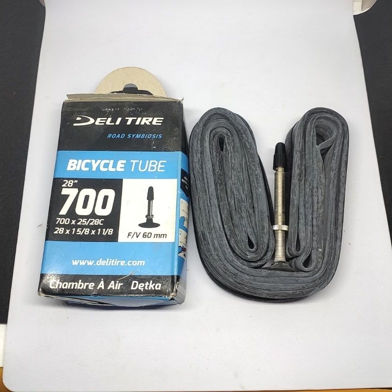 Ban dalam sepeda deli tire roadbike ukuran 700x25/28c 28x1 5/8 x 1 1/8 cop presta panjang