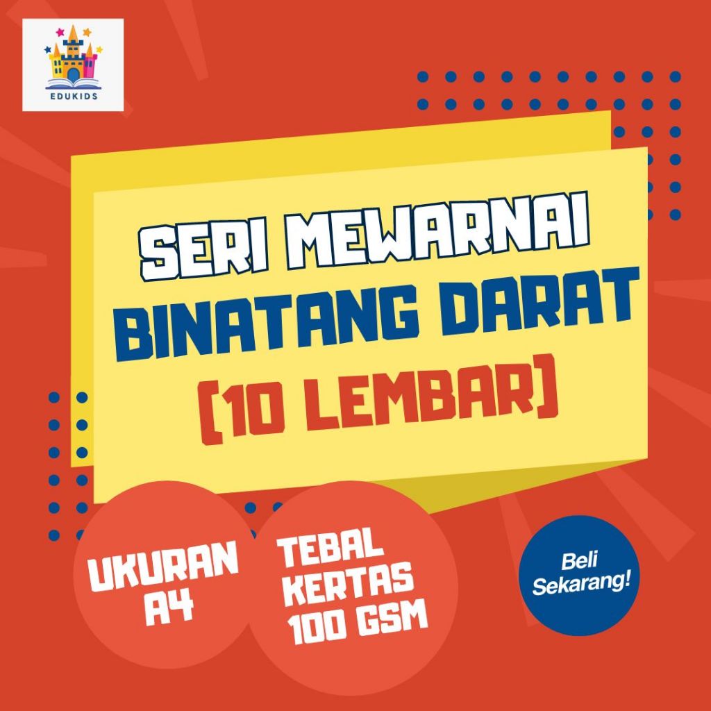 

[BINATANG DARAT] KERTAS MEWARNAI ANAK / KERTAS GAMBAR MEWARNAI UNTUK ANAK PAUD TK SD - A4 TEBAL 100 gsm
