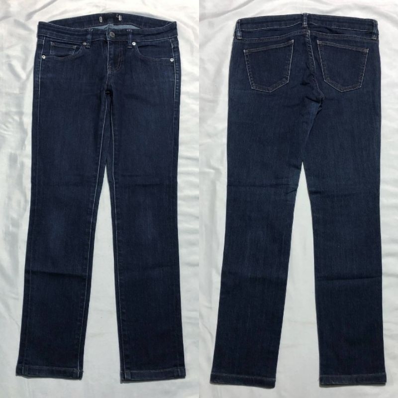 Celana Panjang Jeans Uniqlo Kaihara Dark Blue Washed Skinny Original Second Preloved #CJ351