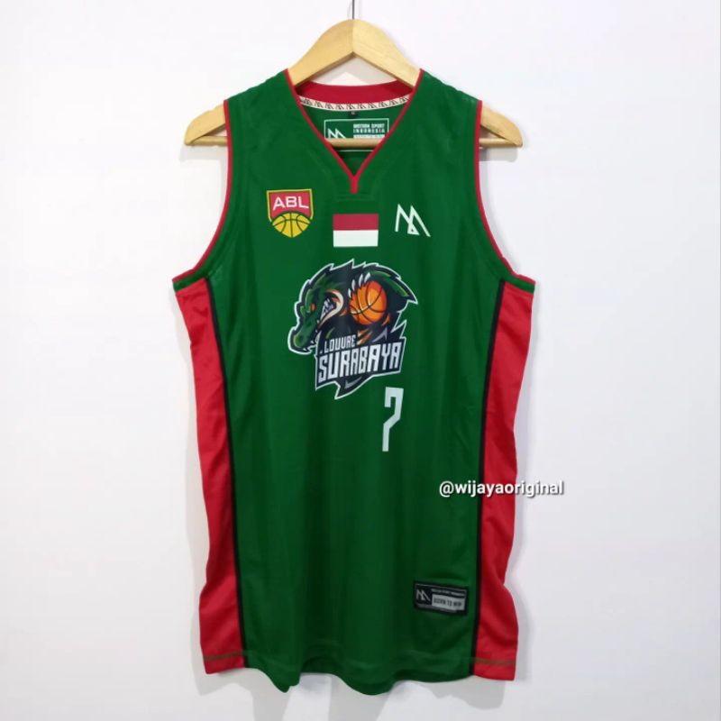 JERSEY BASKET IBL ABL ORIGINAL LOUVRE SURABAYA NOMOR RANDOM - HIJAU