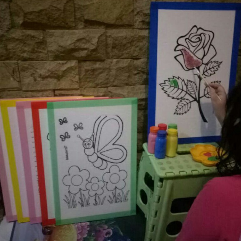 

KODE E98C Paket hemat 6 pcs gambar melukis sterefoammewarnai sterefoam 5 cat 3mlperalatan mewarnai