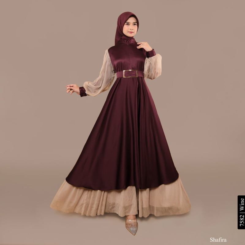 shafira dress muslimah kekinian / dress kondangan muslimah elegan / dress korea cantik / zafga butik