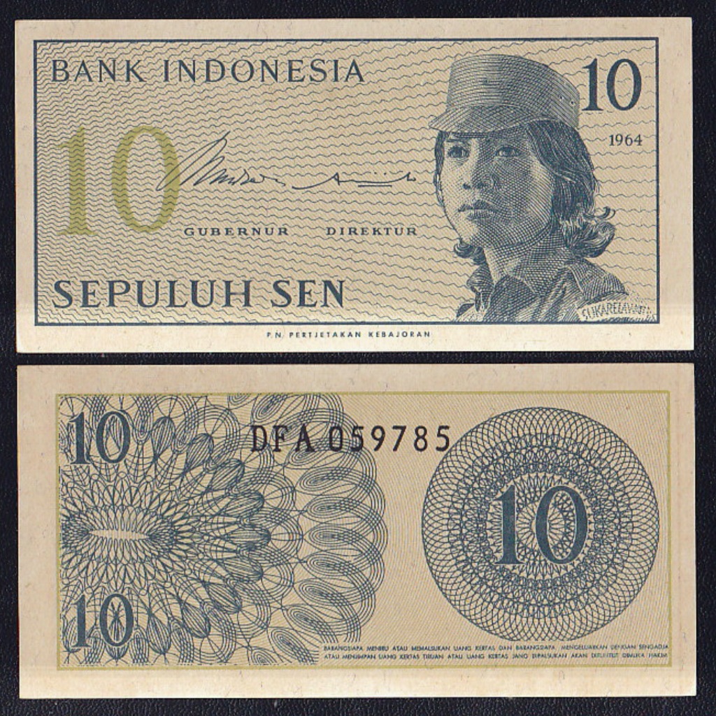 Uang kuno 10 Sen tahun 1964 seri Sukarelawan Dwikora