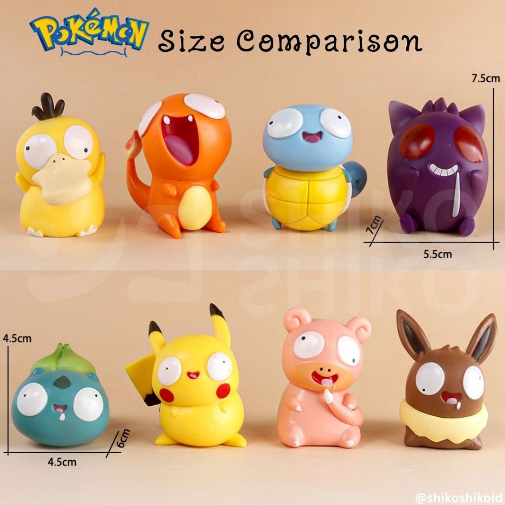 ADY78 FGCpog Figure Kecil Chibi Lucu Pokemon Gila Pogil Pikachu Crazy Funny Face Miniso Popmart KKV