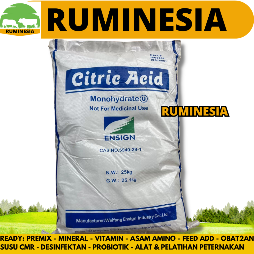 

CITRIC ACID 25 KG (1 SAK) MONOHYDRATE - FOOD GRADE - Sitrun - Citrun - Sitrat - Sitrun Makanan - Asam Sitrat - Citric Acid Monohydrate