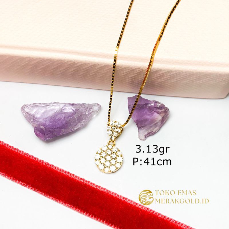 Kalung Emas Solitaire Permata Set Diamonds Like Kalung Emas Kadar 700