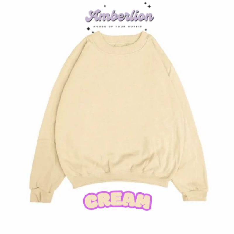 Sweater Polos oversize Warna cream Oversize Basic Premium Crewneck Polos Unisex Cowok dan Cewek - Ba