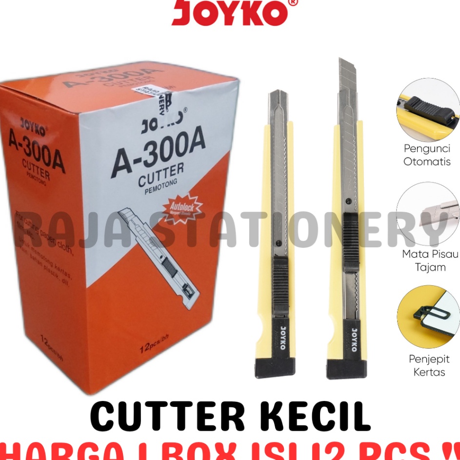 

Produk Berkualitas JOYKO CUTTER KECIL PISAU POTONG PEMOTONG KERTAS SILET A3A 12PCS