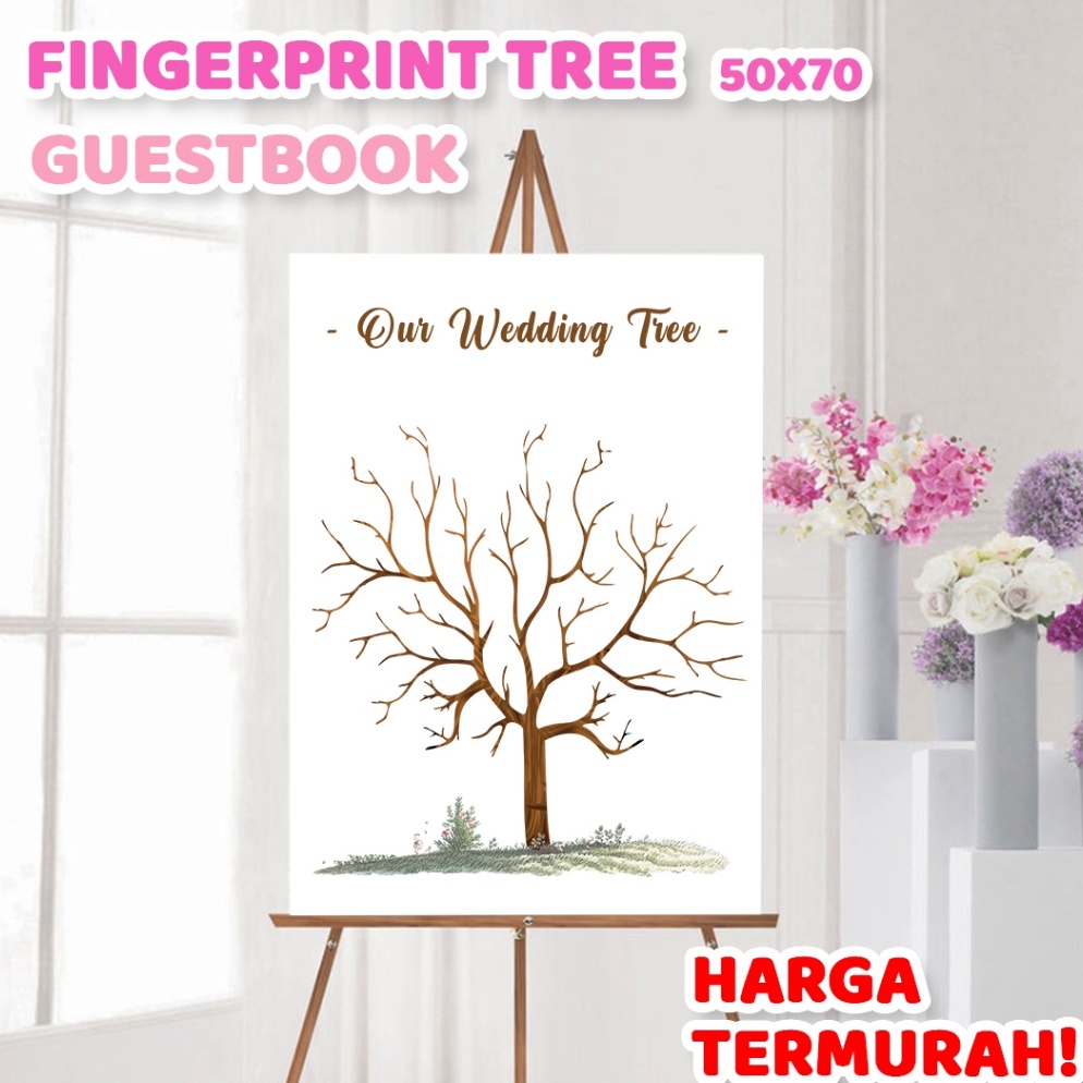 

Kanvas Wedding Tree Fingerprint Guest Book 5x7 cm Canvas Lukisan Pohon Sidik Jari Finger Print Buku Tamu Pernikahan Wedding Invitation Tema Biru Pink Ungu Merah Rainbow ART E8J3
