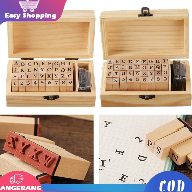 

Paket Promo Alphabet Stamp Set Stempel Huruf Alfabet Stempel Cap Kayu Karet Rubber Stamp Set With Ink