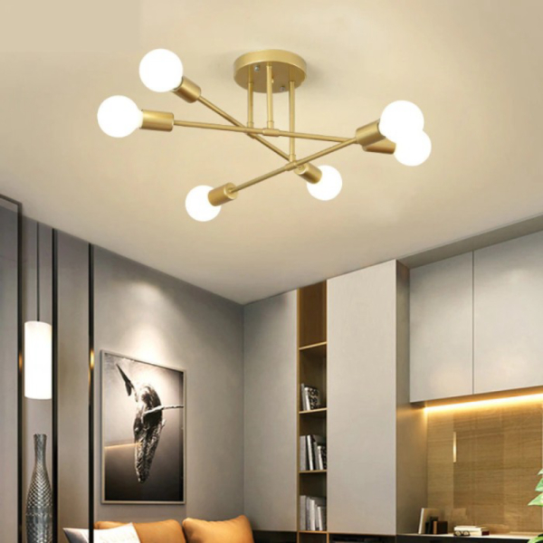 Unik TaffLED Fitting Lampu Plafon Ceiling LED Elegan 6 Plug E27 Bohlam - Paket 6 Bohlam Murah