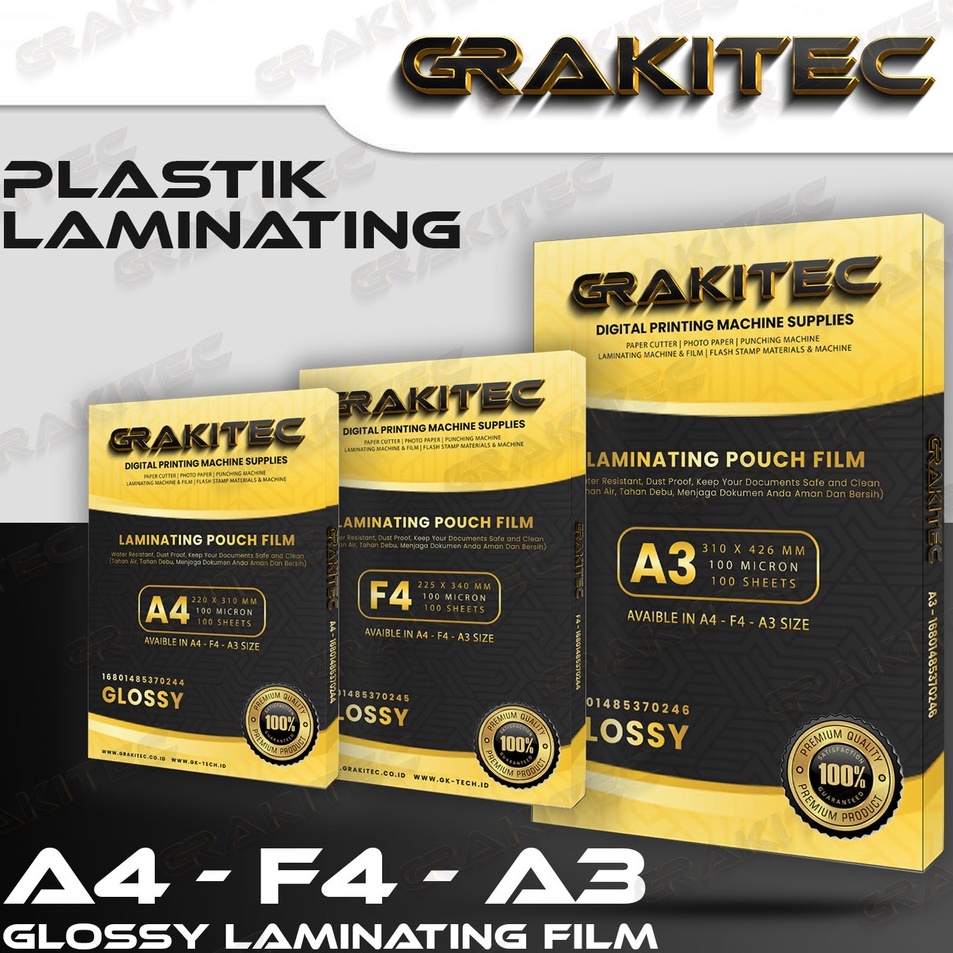 

Produk Terbaru Plastik Laminating FIlm F4 A4 Glossy 1 MICRON 1 PCS Grakitec