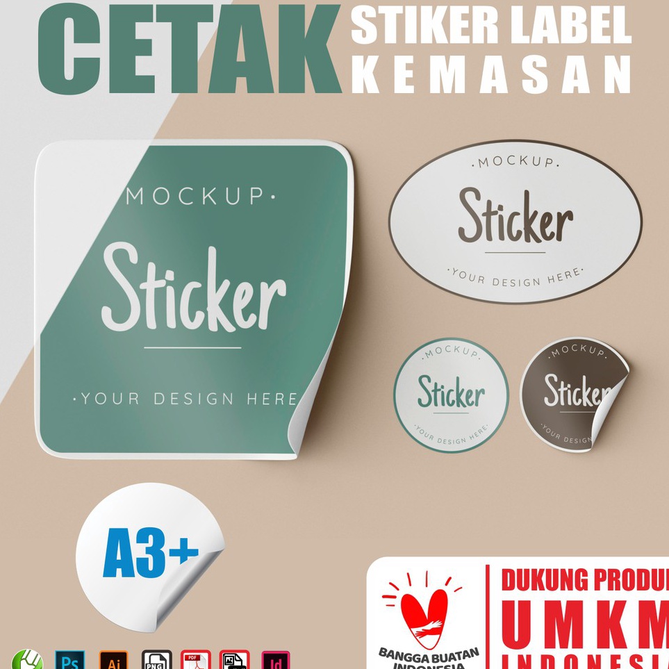 

Ready Khusus STIKER LABEL KEMASAN VINYL GLOSYDOFF A3 1 HARI JADI