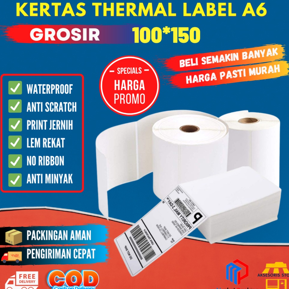 

Top Now KERTAS THERMAL 1X15 5PCS LIPAT LABEL STICKER BARCODE UKURAN A6