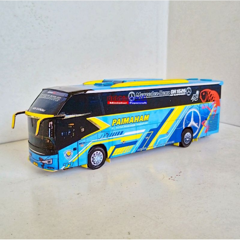 Miniatur bus kertas PO Paimaham, Skala 50, Panjang 24 cm, Bodi New Avante