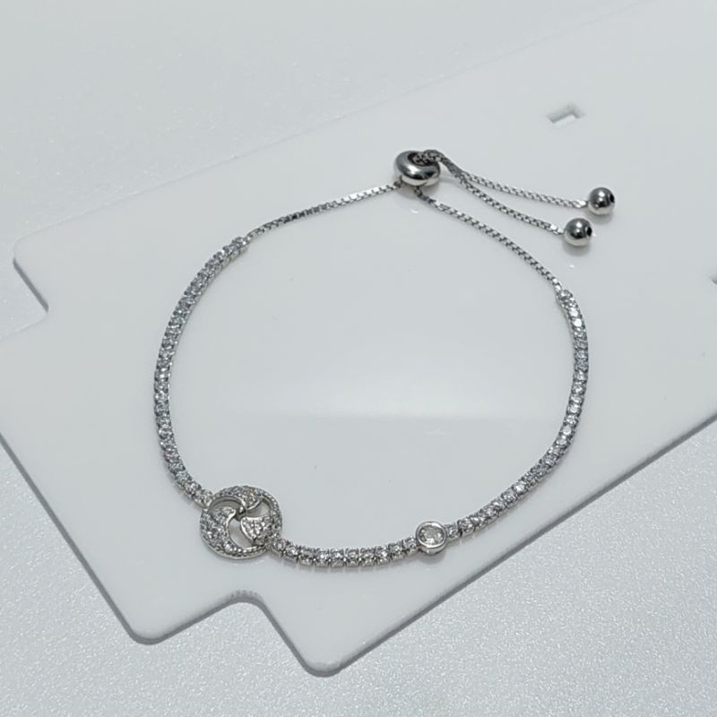 Gelang Wanita Perak Asli Silver 925 || Model Rantai Italy Serut full Permata